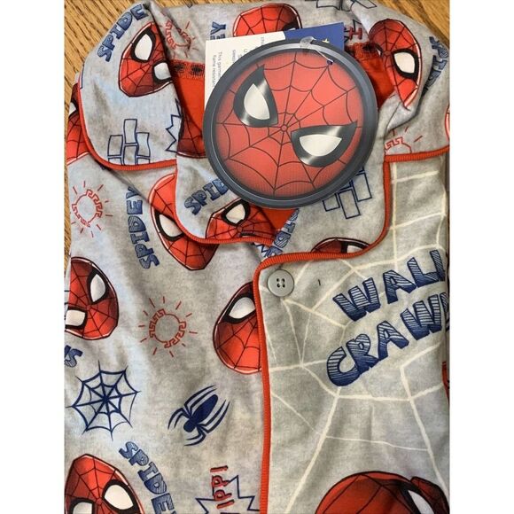 Spiderman Boys Pajama Set 2-Piece Coat Style Sleepwear  Size 5 7 8 12 NWT - Picture 11 of 12